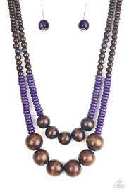 Cancun Cast Away Purple Paparazzi Necklaces Cashmere Pink Jewels Purple Necklace Wooden Bead Necklaces Beaded Necklace