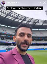 Jatin Sapru reported that the sun is out in Melbourne and there is only 25%  chance of rain tomorrow in the India vs Pakistan match 🤩🤞🏻 📸: Jatin  Sapru