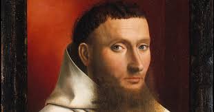 Altar panel with a portrait of a donor in scarlet under the protection of  St. Anthony*, Petrus Christus (c. 1450), oil