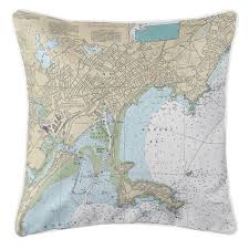 Ma Lynn Nahant Ma Nautical Chart Pillow Nautical Chart