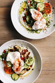 Turkish Poached Eggs With Sweet Potatoes And Halloumi Cilbir Recipe Healthy Breakfast Recipes Breakfast Dishes Healthy Breakfast