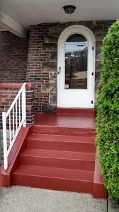 Repair Painting Of Front Entry Porch With 1 Step Epoxy Concrete Paint June 2014 Painted Concrete Porch Concrete Porch Porch Stairs