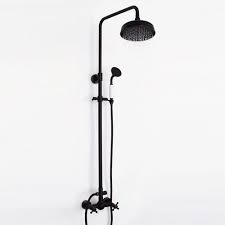 Retro Oil Rubbed Bronze Wall Mounted Bar Shower Mixer Tap With Round Rain Showerhead And Handheld Shower Fa Wall Mounted Bar Shower Mixer Taps Rain Shower Head