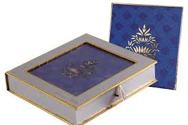 Designer Blue And Silver Grey Color Card With Sweet Box The Card Is For Those Who Seek Style And Tradition At The Sam Card Box Wedding Card Box Blue And Silver