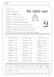 werkblad tafel van 2 maths primary school teaching math learning math