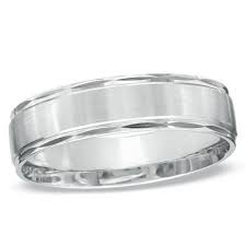 Men S 6 0mm Satin Stripe Wedding Band In 10k White Gold Zales Striped Wedding Pretty Wedding Rings Wedding Bands