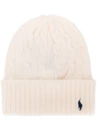 Find many great new & used options and get the best deals for polo ralph lauren navy lambs wool cashmere beanie hat skull white big pony nwt at the best online prices at ebay! Polo Ralph Lauren Wool Cable Knit Beanie In White Lyst
