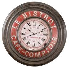 Horloge Murale En Metal Rouge Cafe Comptoir Brasserie Horloge Murale Parement Mural Horloge