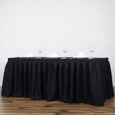 21ft Black Pleated Polyester Table Skirt In 2020 Table Skirt Banquet Tables Table Cloth