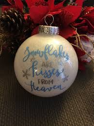 Merry christmas in finnish on a snowy background with ornaments. Snowflakes Are Kisses From Heaven Christmas Ornament Bulb Tree Decor Rkcreativeimpressions