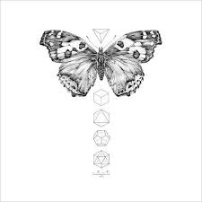 Black And White Butterfly Tattoo Meaning Realistic Black And White Butterfly And Small Geometric Figures Tattoo Design Geometric Tattoo Design Realistic Butterfly Tattoo Butterfly Tattoo