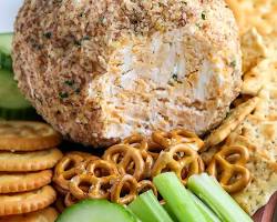 Cheese ball on a serving plate