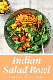 Indian Salad Bowl With Crunchy Chickpeas Recipe Indian Salads Crunchy Chickpeas Veggie Dishes