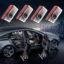 Grolish 4 Pack Car Door Led Lighting Logo Light For Mercedes Benz Logo Projector Door Step Courtesy Light