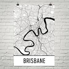 Brisbane Map Brisbane Art Brisbane Print Brisbane Australia Etsy Brisbane Map City Map Art Street Map