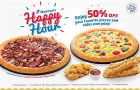 Domino's pizza fast food restaurant. Domino S Pizza Happy Hour Saving Kaki Festive Promos