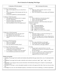 Five Criteria For Evaluating Web Pages