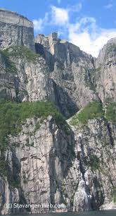 This popular hiking destination peeks at 1,110 meters and has been popularized by the iconic spherical rock that sits in a crevasse along the trail up. Stavanger Web Preikestolen Pulpit Rock