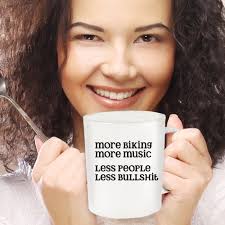 Gift for Cyclist, Funny Biking Coffee Mug, Less People Less Bullshit