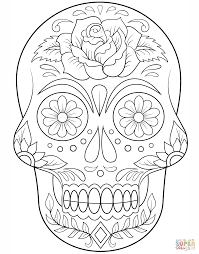 Sugar Skull With Flowers Super Coloring Skull Coloring Pages Flower Coloring Pages Halloween Coloring Pages