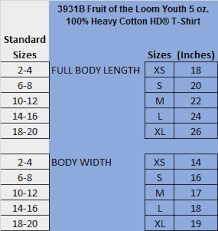 Youth T Shirt Size Chart Harris Elementary Spiritwear
