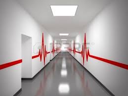 Un Couloir De L Hopital Abstrait Blanc Avec Des Portes Et Des Lignes D Impulsions Rouges Sur Les Murs Design D Interieur Clinique Design Clinique Chambre Hopital