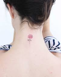 Micro Camellia Flower Tattoo Inked On The Back Of The Neck Tattoos For Dog Lovers Tattoos Ink Tattoo