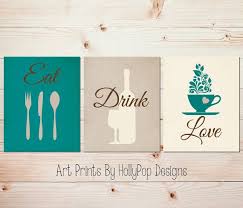 Teal Kitchen Decor Modern Kitchen Art Set Kitchen Wall Prints Fork Spoon Knife Kitchen Quote Coffee Wine Print Eat Drink Love Wine Art 1616 Teal Kitchen Decor Kitchen Decor Modern Modern