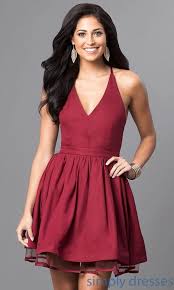 V Neck Short Lace Back Semi Formal Dress Cocktail Dress Prom Dresses Short Dresses