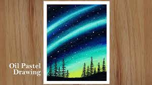 How to draw northern lights | oilpainting. How To Draw Northern Lights Step By Step Aurora Night Sky Drawing With Oil Pastels For Beginners Youtube
