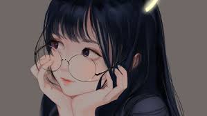 Wallpaper Cute Anime Girl With Glasses, Anime, Hair, Nose, Cheek,  Background - Download Free Image