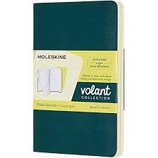 Moleskine cahier notebooks are available with either a classic black cover or buff colored cover. Amazon Com Moleskine Volant Journal Soft Cover Pocket 3 5 X 5 5 Ruled Lined Pine Green Lemon Yellow 80 Pages Set Of 2 Office Products
