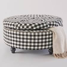 Black And White Buffalo Plaid Chair And Ottoman Black Check Storage Ottoman Ottoman Decor Storage Ottoman Country Furniture