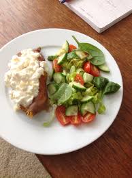 Jacket Sweet Potato With Cottage Cheese Salad Up To Late For Breakfast Lrdplan Jackie Diss Cottage Cheese Salad Healthy Eating Healthy