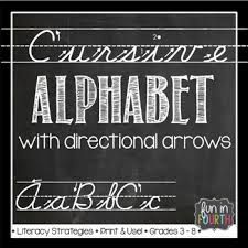 Cursive Alphabet With Directional Arrows Chalkboard Themed