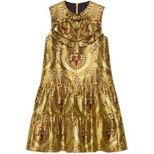 Gucci Gold Floral Jacquard Dress 3 400 Liked On Polyvore Featuring Dresses Gold S Floral Dresses Short Brown Cocktail Dresses Embellished Cocktail Dress