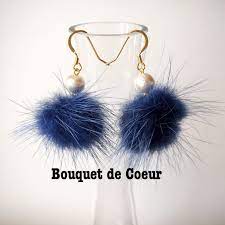 コットンパール ミンクファーピアス diy earrings beaded jewelry jewlery making