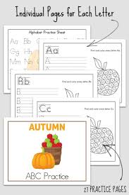 One page per letter plus you will need to have other ideas for learning the alphabet for all types of learners. Free Printable Autumn Abc Writing Practice Worksheets