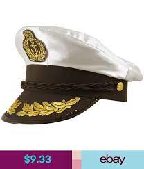 Ladies Mens White Satin Sailor Captain Hat Fancy Dress Costume Outfit Accessory Outfit Accessories Hats Fancy Dress Costumes