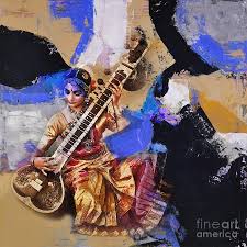Alongside the complex vocal arrangements of american indian song was the development of instruments, essential for the song but also striking in decorative details. Woman Playing Sitar Painting By Gull G