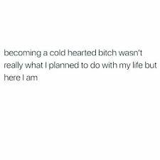 A cold hearted person is someone who doesn't feel anything, especially love, pity or any in deep emotion. Dopl3r Com Memes Becoming A Cold Hearted Bitch Wasnt Really What I Planned To Do With My Life But Here I Am