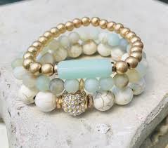 Amazonite Bracelet Set Glass Bead Bracelet Inexpensive Gifts Etsy In 2020 Gemstone Beaded Bracelets Bracelets Handmade Beaded Beaded Bracelets
