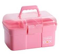 11'' Plastic Storage Box with Removable Tray, Multipurpose Organizer and  Storage Case for Art Craft and Cosmetic (Pink)