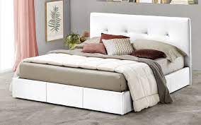 130 x 205 x 105. Bloom Letto Matrimoniale Con Contenitore Rivestito In Similpelle E Comprensivo Di Rete Ortopedica A Doghe Con Doppia Barra Centrale E Vano Contenitore Sottostante Con Fondo In Tela Tdz8