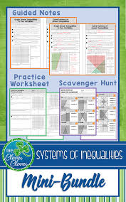 Guided Notes Worksheets And A Self Checking Scavenger Hunt On Systems Of Inequalities Graphing Inequalities Writing Inequalities Graphing Linear Inequalities