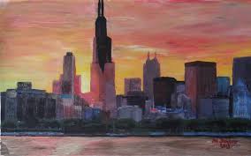Sunset harbor introduces five new maps to the game. Chicago Skyline At Sunset Painting By M Bleichner Saatchi Art