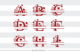 Download Free Monogram Hearts Split Font Valentine Svg Crafter File Download Free Svg Cut Files Cricut Silhouette Design