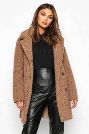 Double Breasted Bonded Faux Fur Teddy Coat Boohoo Winter Fashion Outfits Coat Outfit Casual Winter Coat Outfits