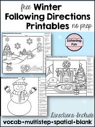 Winter Following Directions Coloring Pages Printable No Prep Following Directions Speech Therapy Activities Speech And Language
