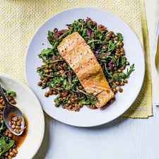 Mustard Glazed Salmon With Lentils Healthy Recipe Ww Uk Recipe In 2020 Glazed Salmon Recipes Lentil Recipes